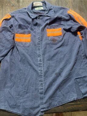 Aramark 1XLL Thrashed Work Shirt Reflective Mechanic Distressed Workwear